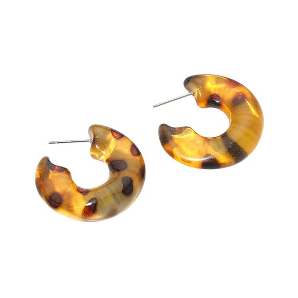 Tigerstars Tortoise Resin Hoop Earrings - Picture 1 of 1